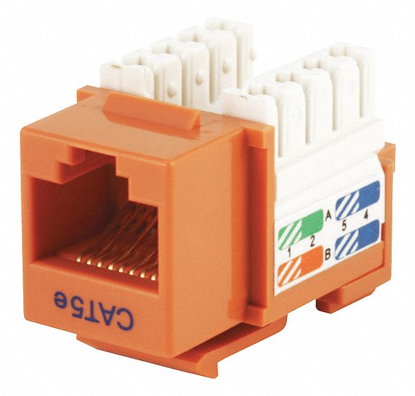 KEYSTONE JACK, PUNCH-DOWN, CATEGORY JACKS, 1 PORT, ORANGE, 5E, RJ45, 5374