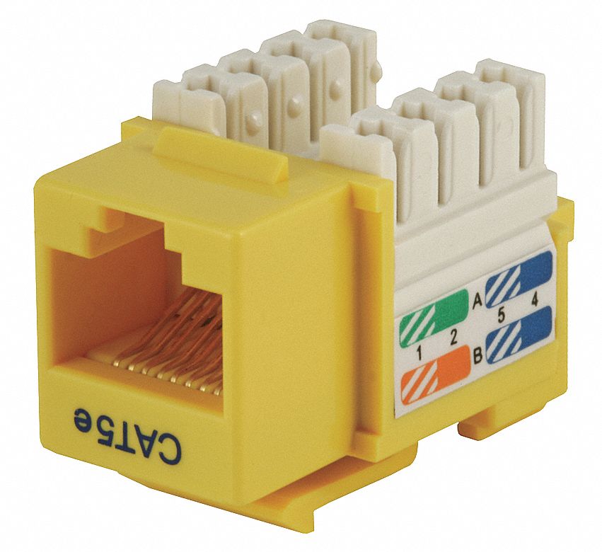 KEYSTONE JACK, PUNCH-DOWN, 1 PORT, YELLOW, 5E, RJ45, 5377