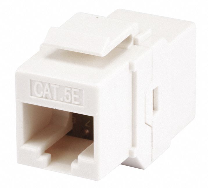 KEYSTONE JACK, COUPLER, CATEGORY COUPLERS, 1 PORT, WHITE, 5E, RJ45, 7302