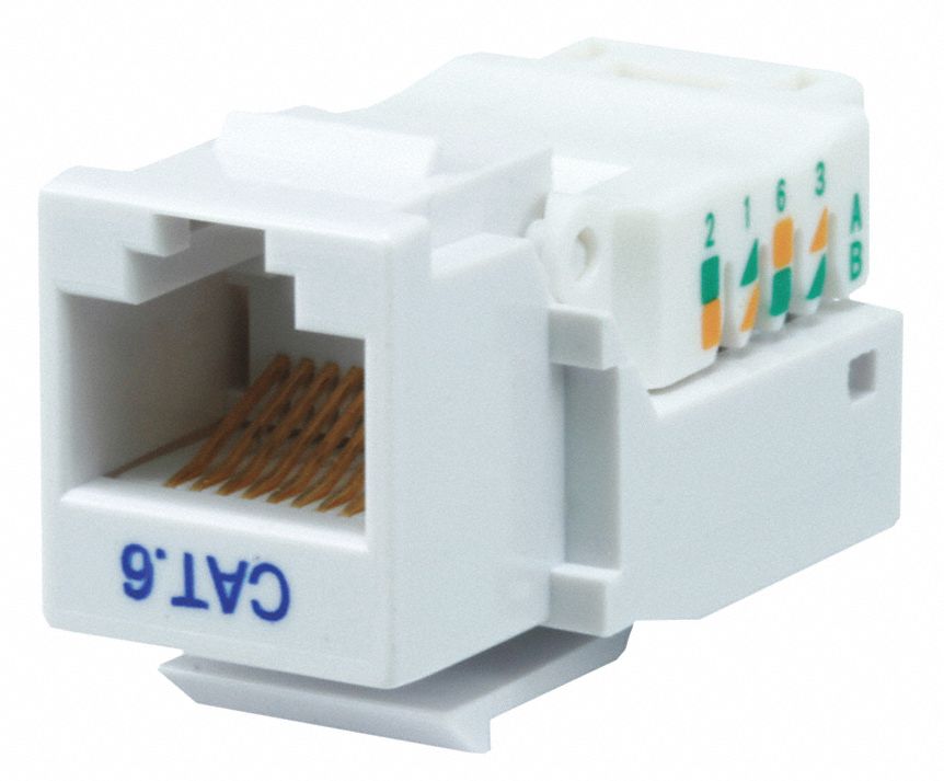 KEYSTONE JACK, TOOL-LESS, CATEGORY JACKS, 1 PORT, WHITE, CATEGORY 6, RJ45, 1044