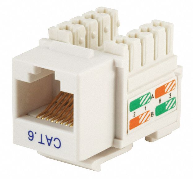 KEYSTONE JACK, PUNCH-DOWN, 1 PORT, WHITE, 6, RJ45, 5384