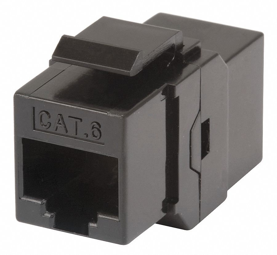 KEYSTONE JACK, COUPLER, CATEGORY COUPLERS, 1 PORT, BLACK, 6, RJ45, 7297