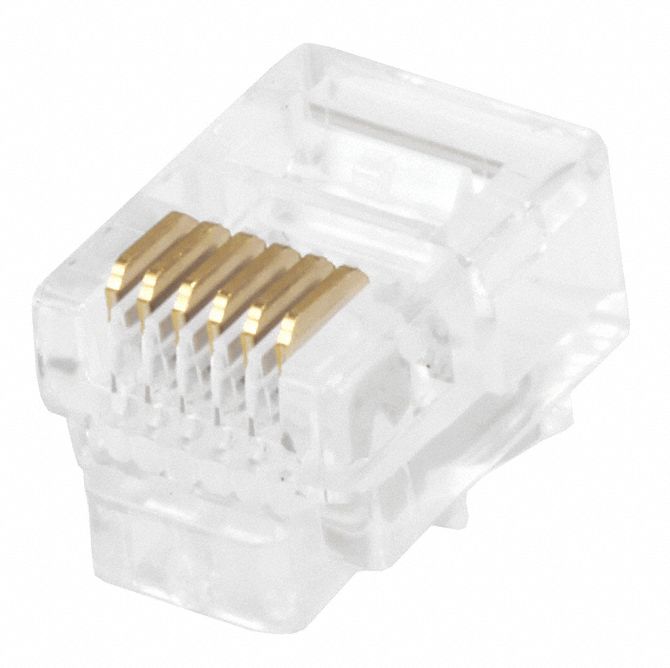 Modular Plug: Clear, 6 Contacts, 6 Positions, RJ12, 50 PK