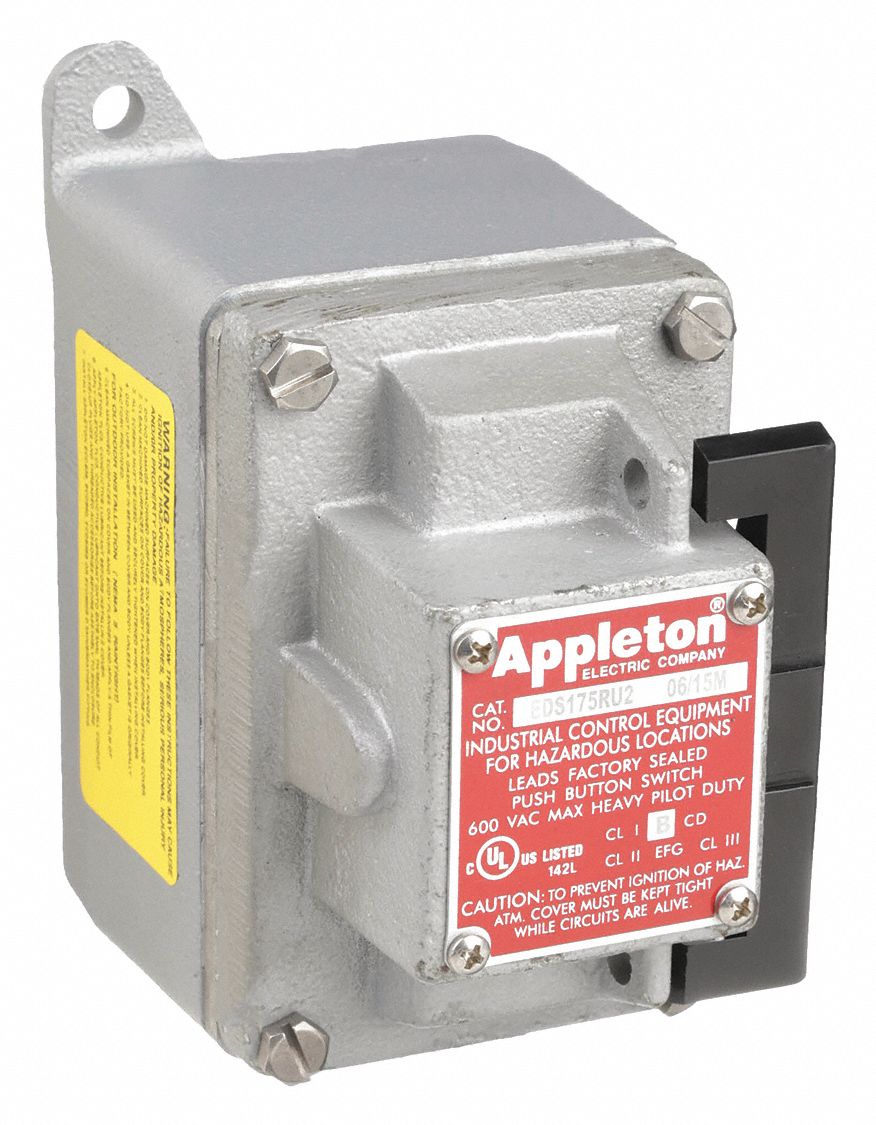 Control Station: 1 Gang, Rocker Arm, 4NO/4NC, On/Off, 0 Pilot Lights, 3/4 in, Dead-End Hub