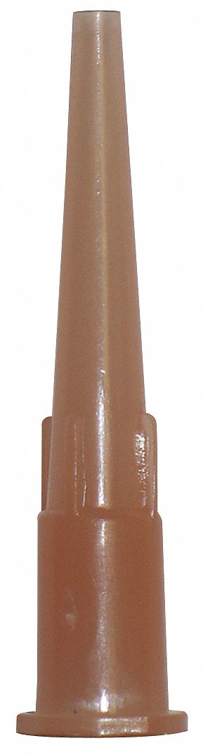 DISPENSING NEEDLE, TAPERED TIP, 14GA, TAN, 1 1/4 IN L, 2.11 MM DIAMETER, PE, PKG 50