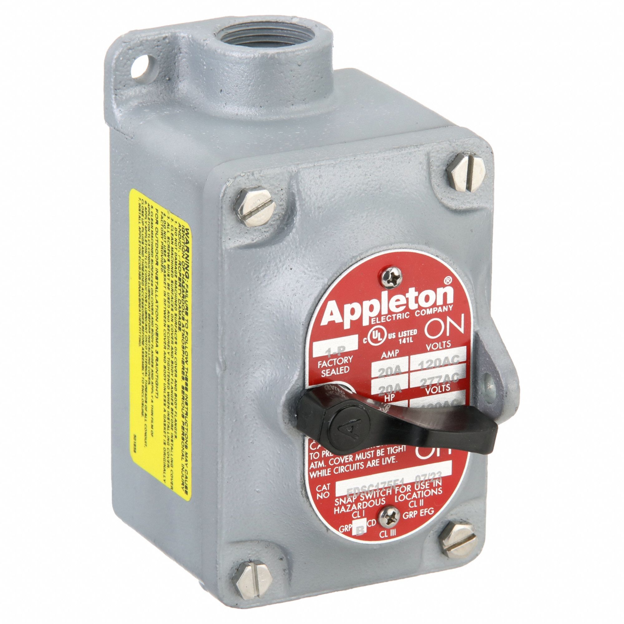 APPLETON ELECTRIC, 1 Gang, 1-Pole, Tumbler Switch - 13V067