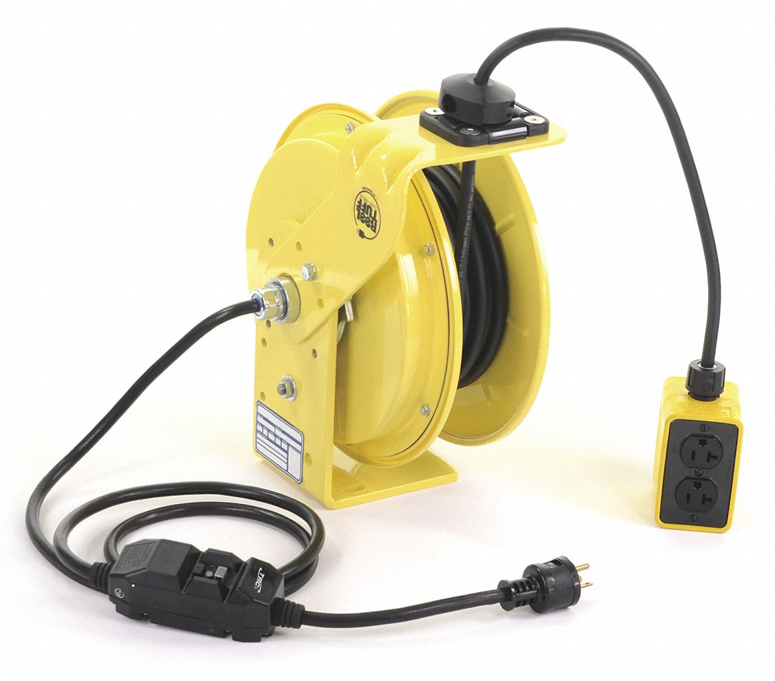 KH INDUSTRIES Extension Cord Reel, Spring Retraction, 120V AC, Duplex