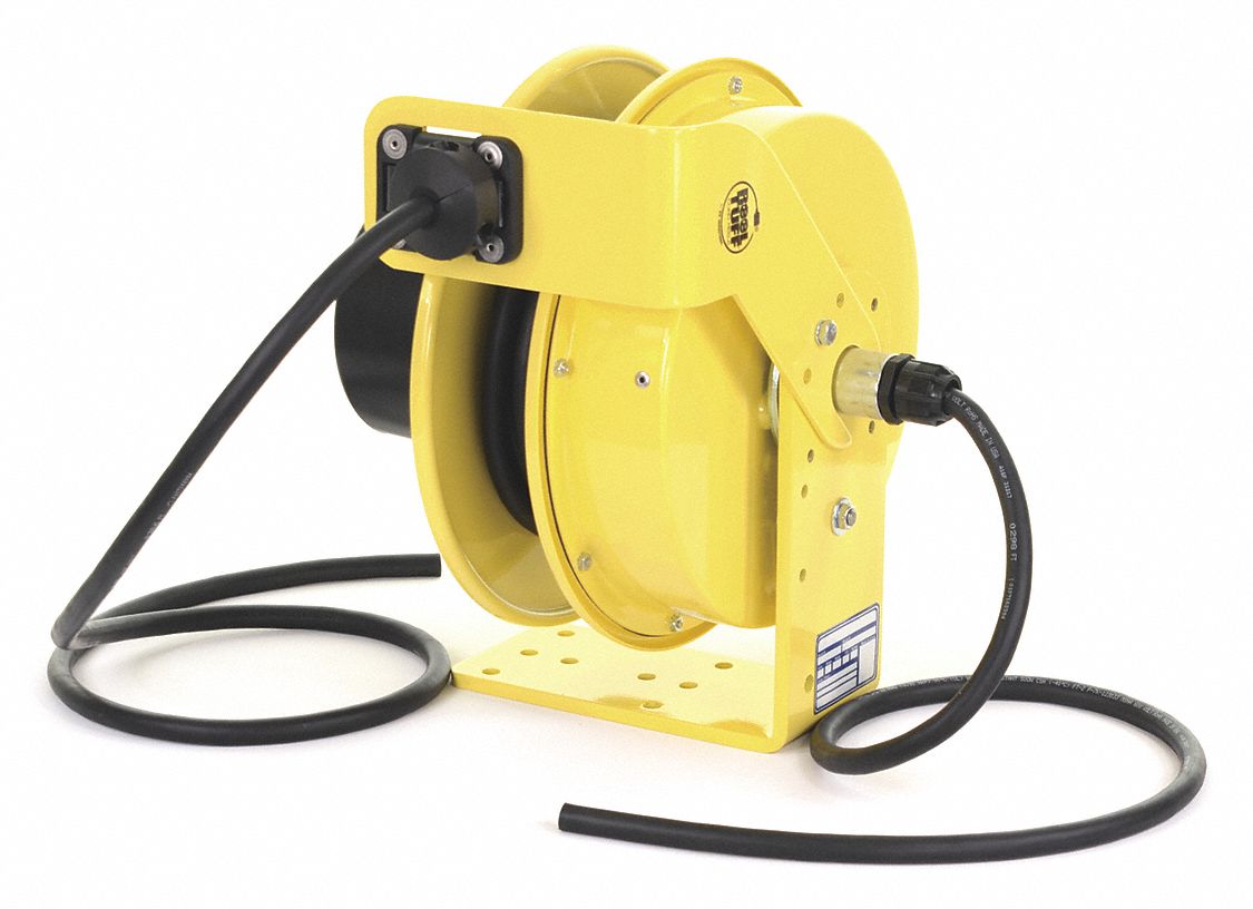 KH INDUSTRIES RETRACTABLE CORD REEL, STEEL, 16 AWG, 4 OUTLETS, 10A, 125V  AC, 3 CONDUCTORS, 50 FT - Self-Retracting Cord Reels - KHIRTBA3LWD515J16K