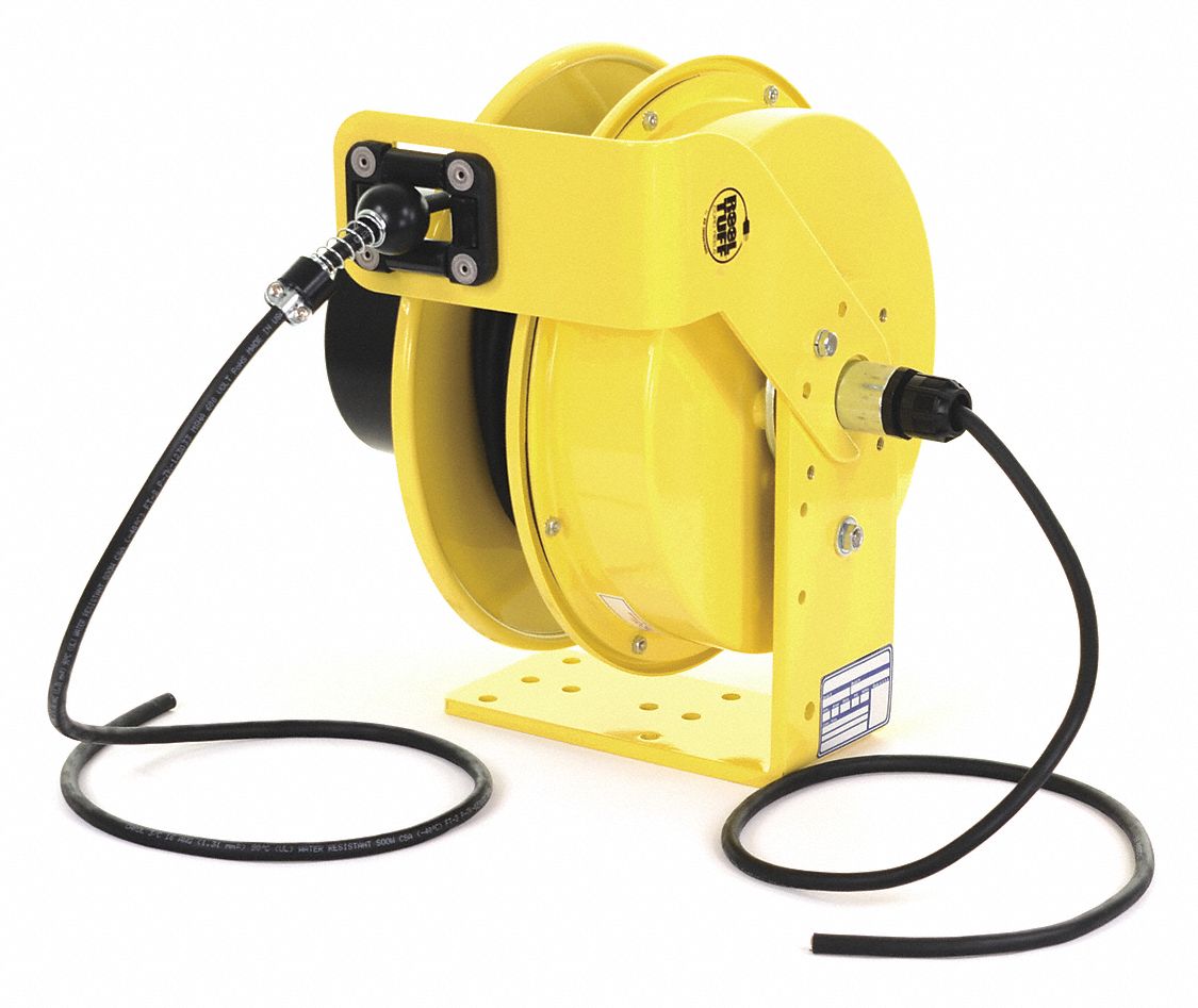 KH INDUSTRIES Extension Cord Reel, Spring Retraction, 120V AC, Quad Box