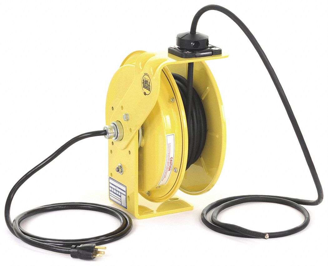 RETRACTABLE CORD REEL, STEEL, 12 AWG, 20A, 125V AC, 3 CONDUCTORS, -22 TO 194 &deg; F, SJ, 25FT
