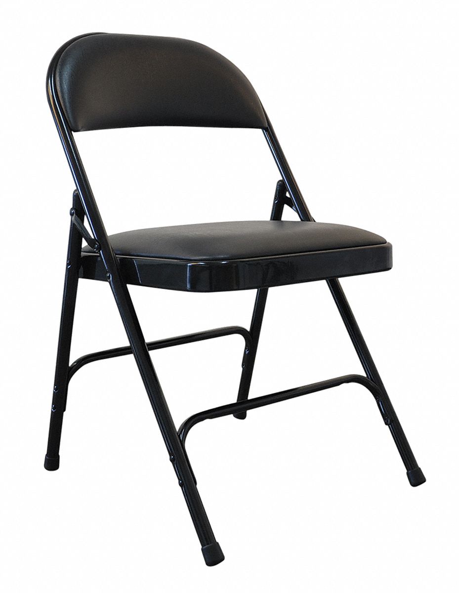Grainger Approved Black Steel Padded Folding Chair With Black Seat Color 1ea 13v425 13v425 Grainger