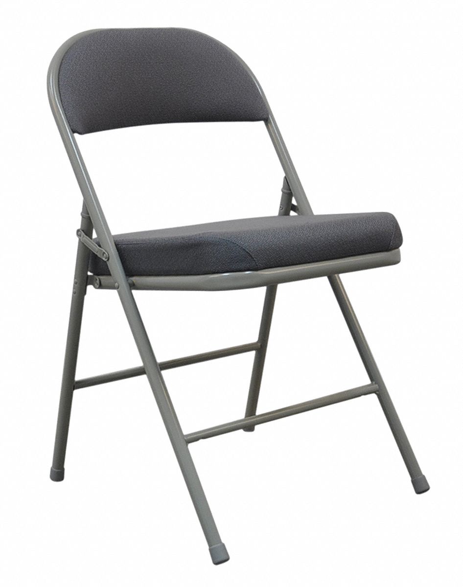 GRAINGER APPROVED Gray Steel Padded Folding Chair With Gray Seat Color   13V428 AS01