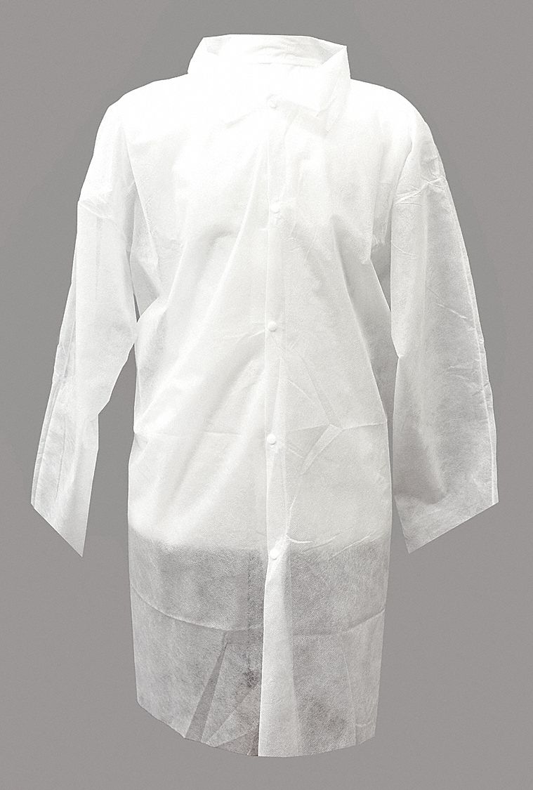 DISPOSABLE LAB COAT,WHITE,SZ 4XL,PK30