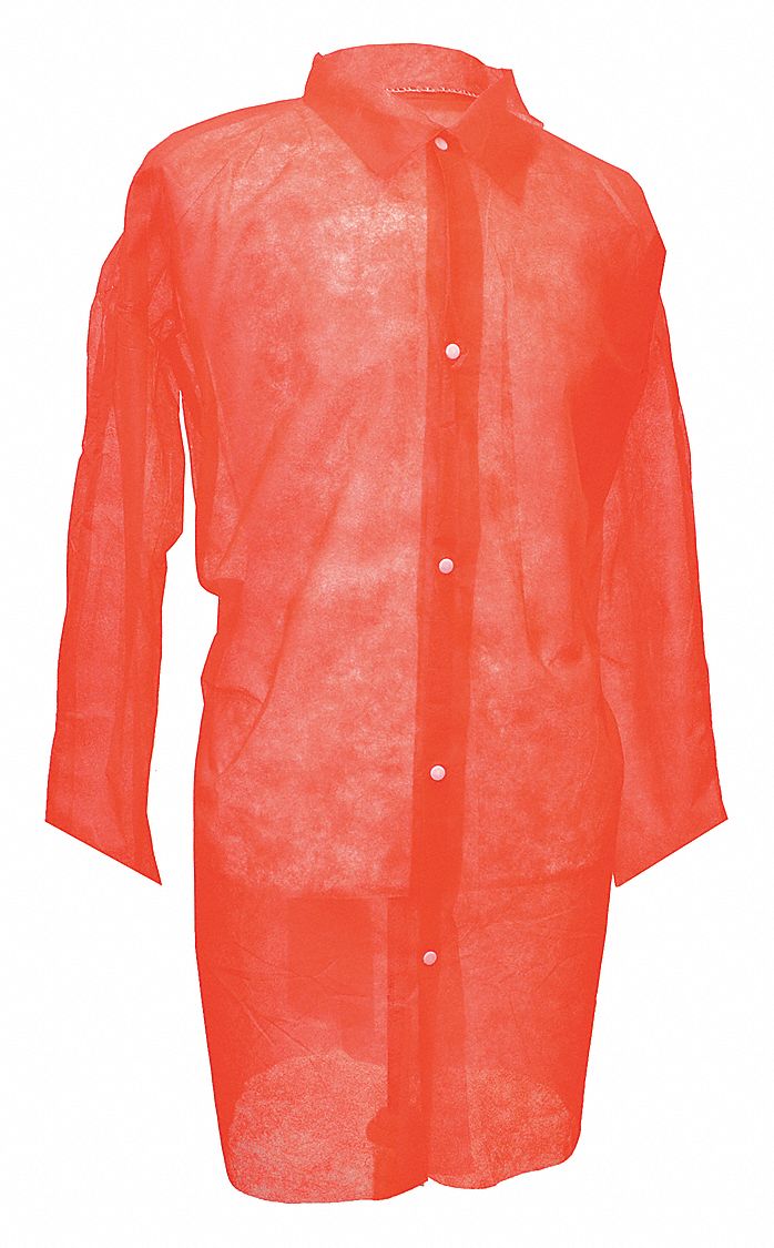 DISPOSABLE LAB COAT,RED,SZ 2XL,PK30