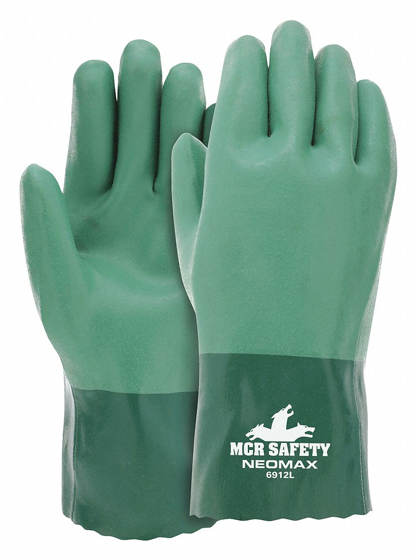 CHEMICAL RESISTANT GLOVES, 12 IN LENGTH, GRAIN, M, GREEN, NEOMAX 6912