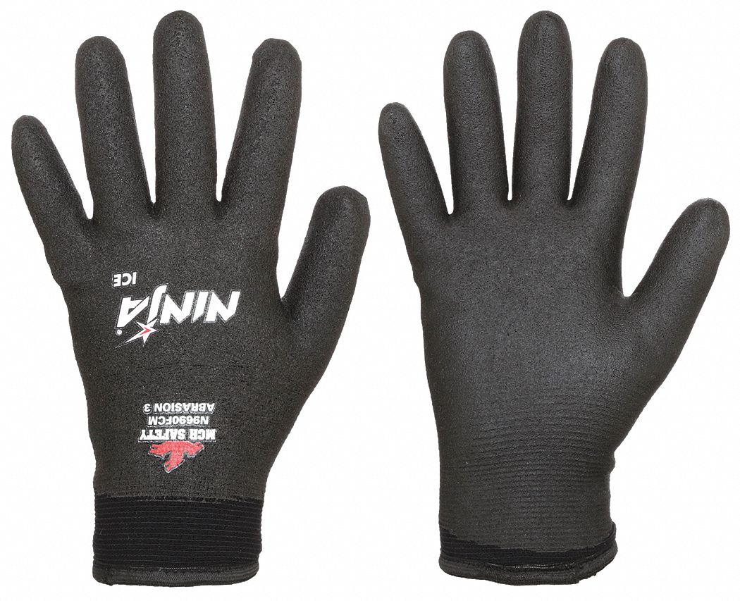 COATED GLOVES, L (9) DIPPED, PVC, -22 ° F MIN TEMP, NYLON, 15 GA, SMOOTH