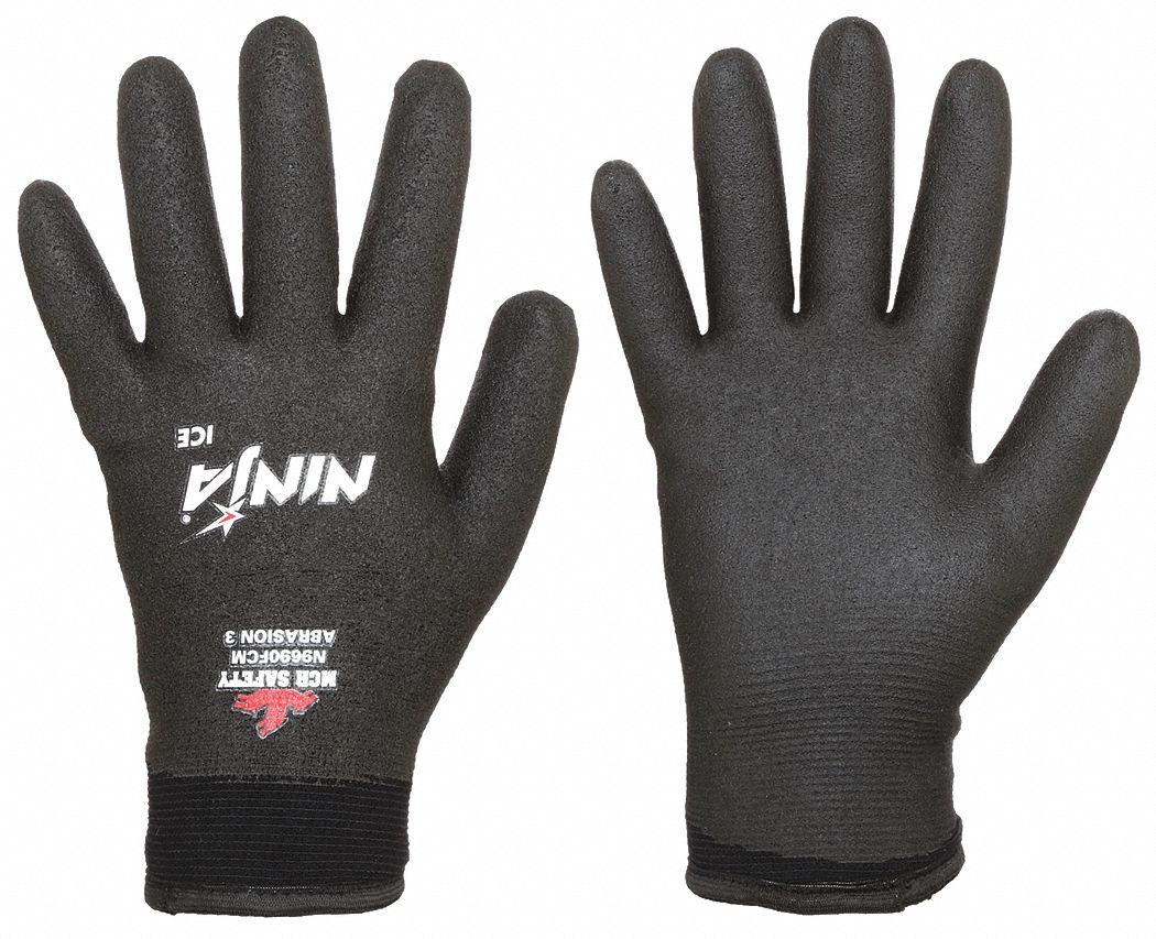 COATED GLOVES,PVC,NYLON,M,BLACK,PR