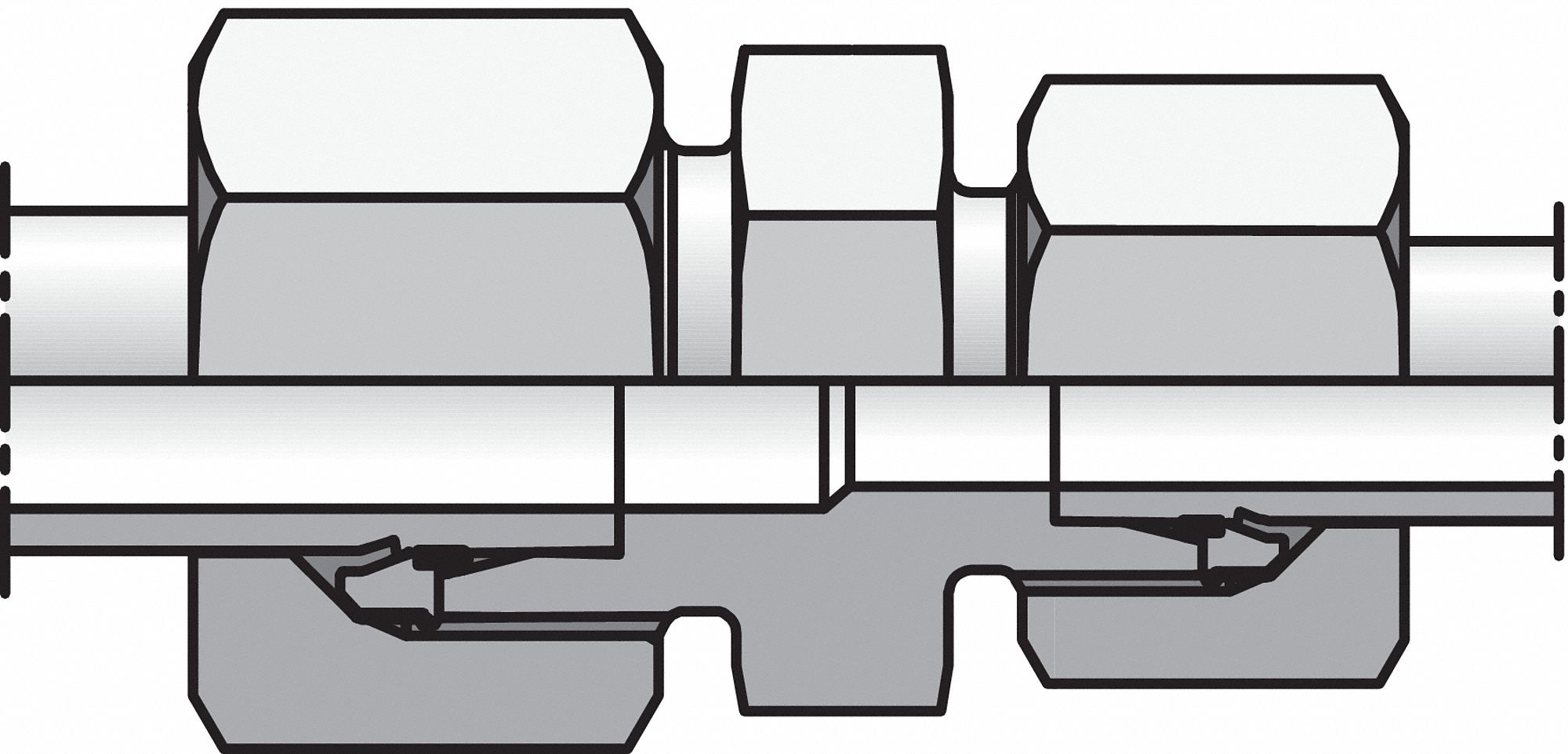 STRAIGHT REDUCER, BITE TYPE, SOFT SEAL BITE TYPE, 12 X 16 MM, STAINLESS STEEL