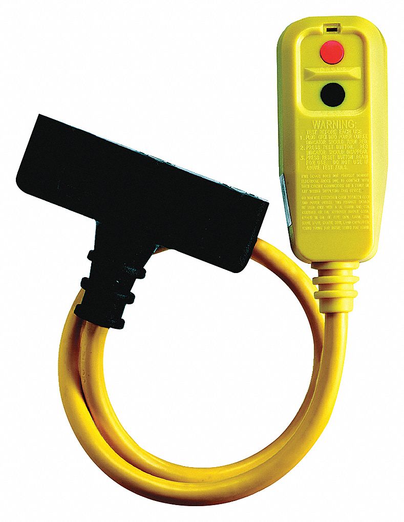 GFCI CORD, BLACK/YELLOW, 2 OUTLETS, 2 FT LENGTH