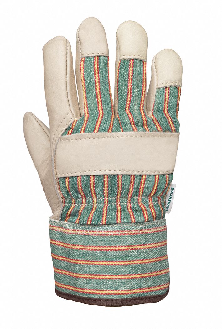 WORK GLOVES, 2 1/2 IN SAFETY CUFFS, LINED, ONE SIZE, COWHIDE/COTTON, PAIR