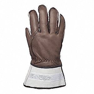 LINESMEN BROWN GLOVES, L, SPLIT LEATHER CUFF, COWHIDE LEATHER
