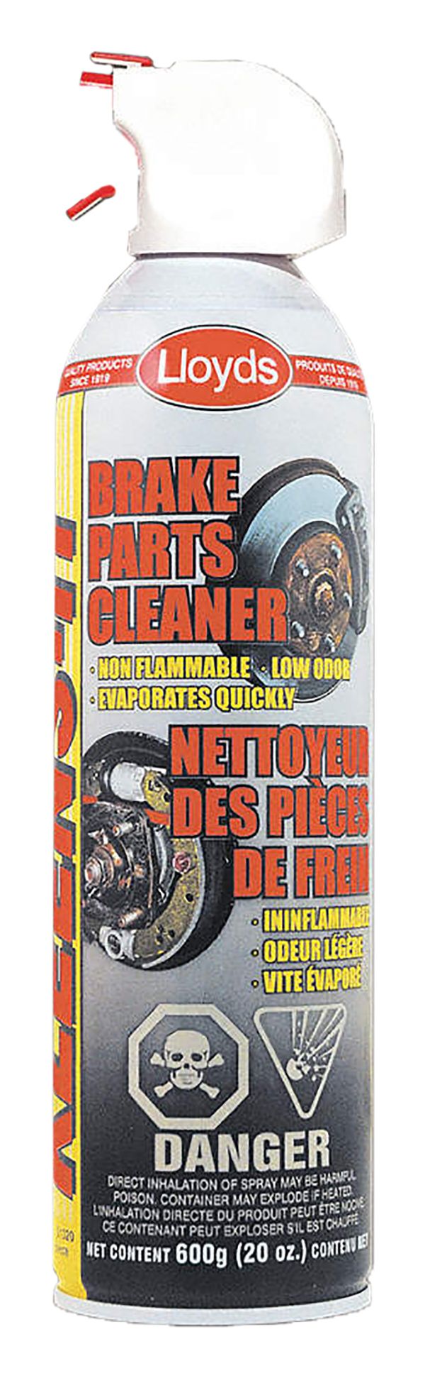 CLEANER, BRAKE PARTS, AEROSOL, NON FLAMMABLE, 121 ° C, -30 ° C, 1.635 AT 20 ° C, CLEAR, 20 OZ, CAN WHMIS