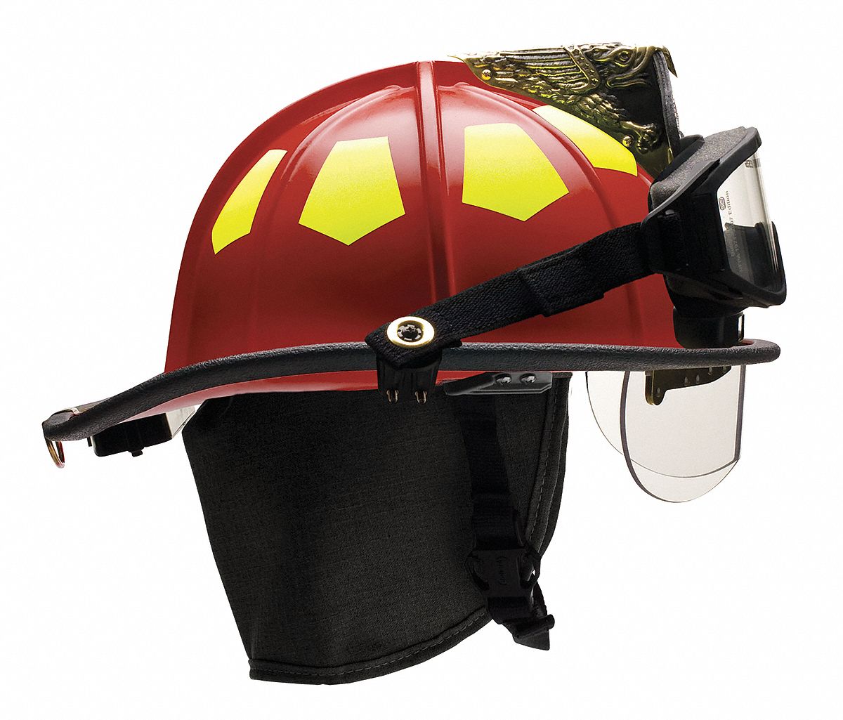 BULLARD Red Fire Helmet with TrakLite, Shell Material Fiberglass, 6Point SureLock(R) Ratchet