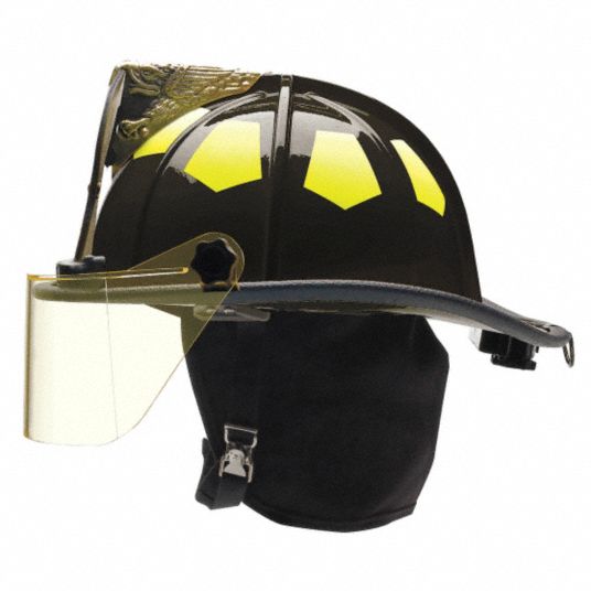 BULLARD, 6-1/2 to 8 Fits Hat Size, Black, Fire Helmet with TrakLite ...