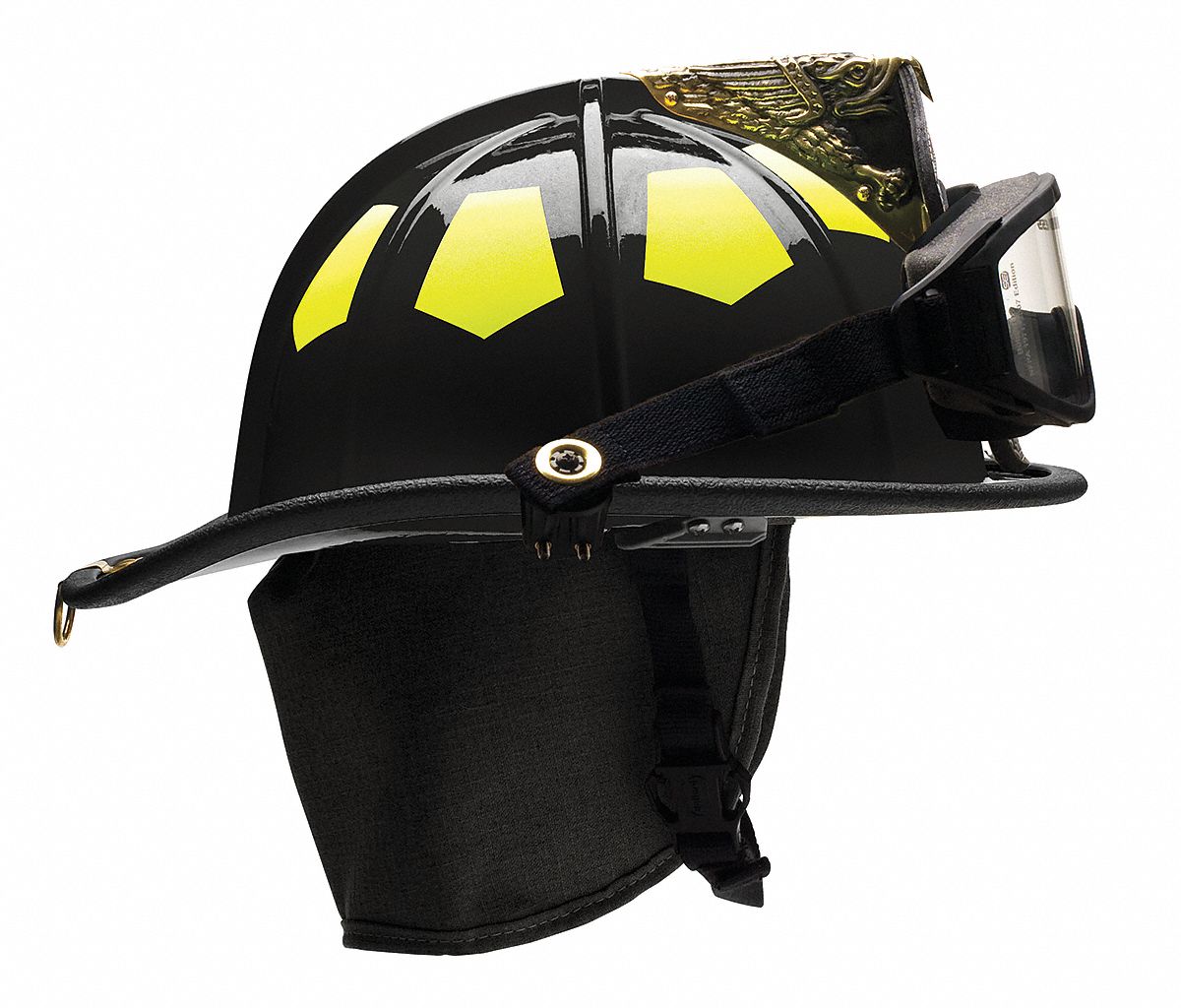 BULLARD Black Fire Helmet, Shell Material Fiberglass, 6Point SureLock(R) Ratchet Suspension