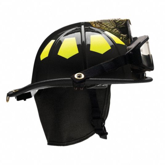 BULLARD, 6-1/2 to 8 Fits Hat Size, Black, Fire Helmet with TrakLite ...