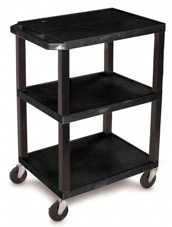 GRAINGER APPROVED Utility Cart with Lipped Plastic Shelves 300 lb Load Capacity, 24 in x 18 in