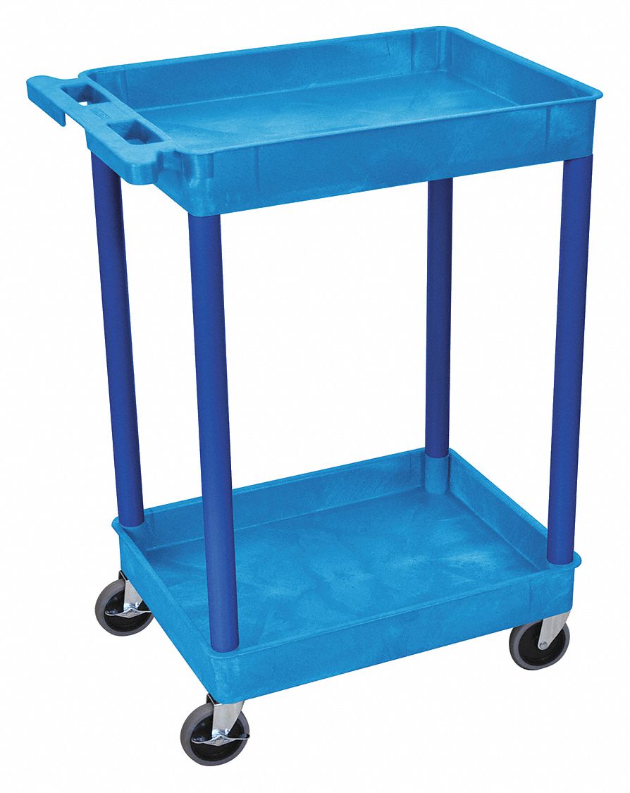 UTILITY CART WITH DEEP LIPPED PLASTIC SHELVES, 300 LB LOAD CAPACITY, 24 IN X 18 IN