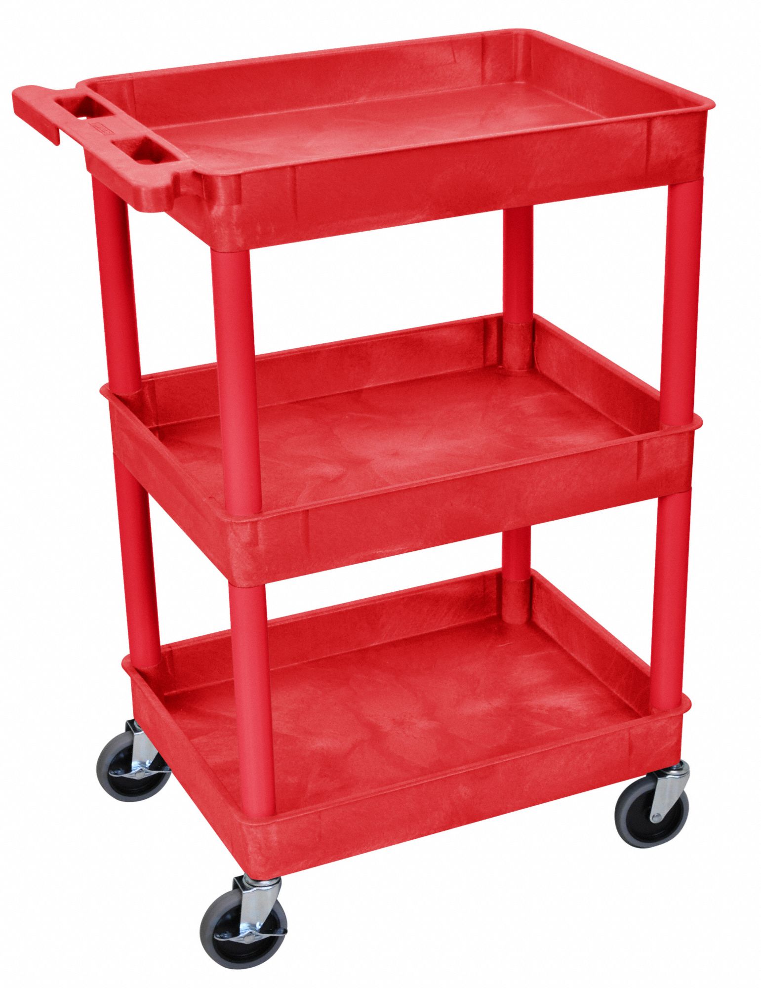 GRAINGER APPROVED Utility Cart with Deep Lipped Plastic Shelves 300 lb Load Capacity, 24 in x