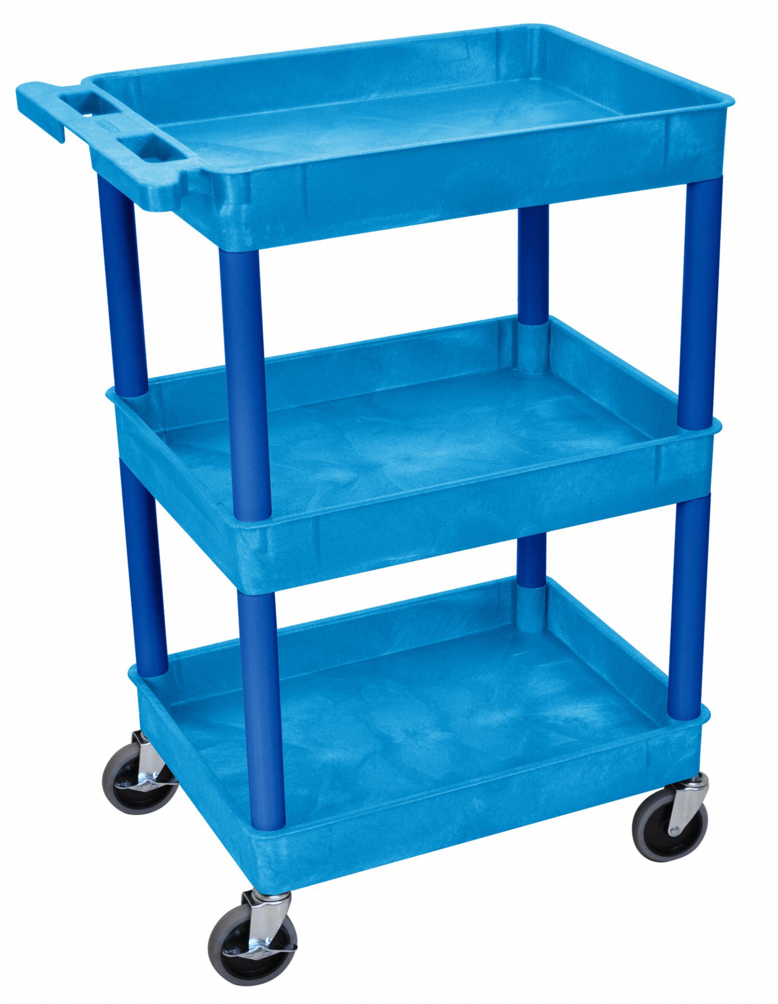 GRAINGER APPROVED Utility Cart with Deep Lipped Plastic Shelves 300 lb Load Capacity, 24 in x