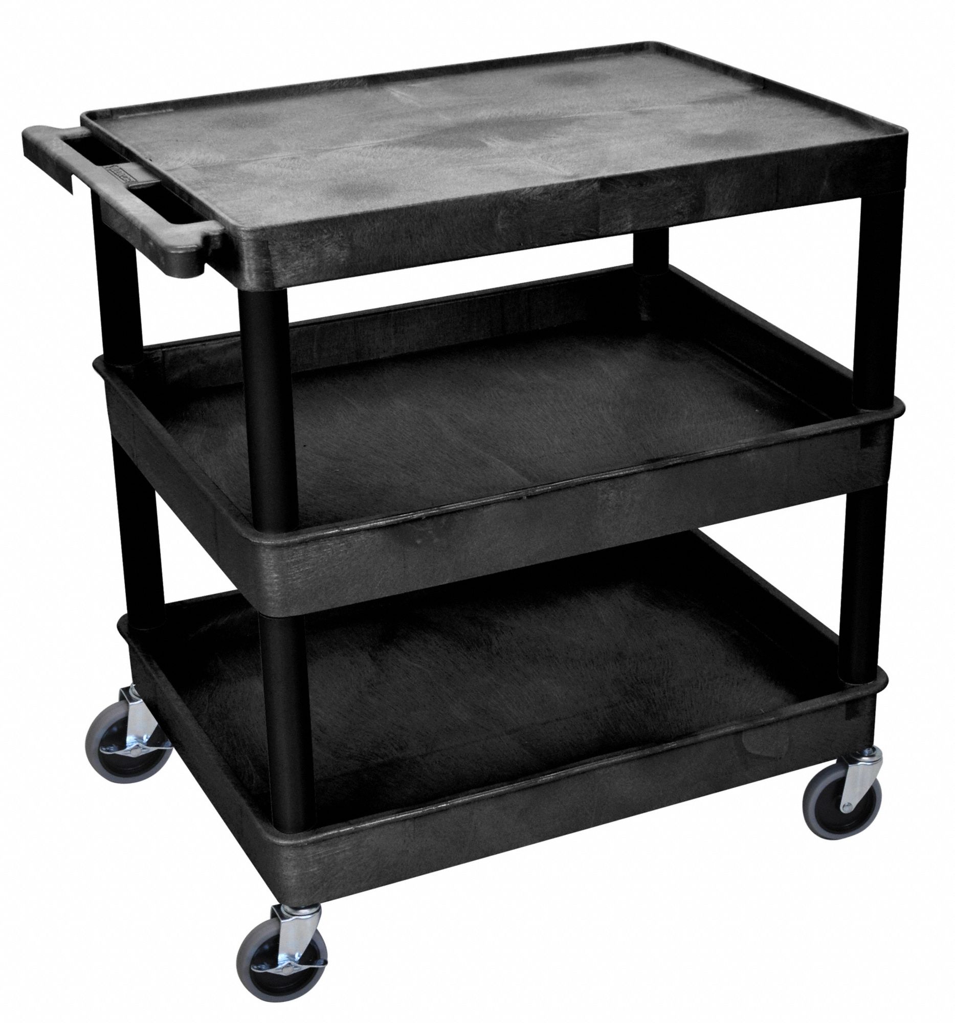 GRAINGER APPROVED Utility Cart with Lipped Plastic Shelves, 400 lb Load
