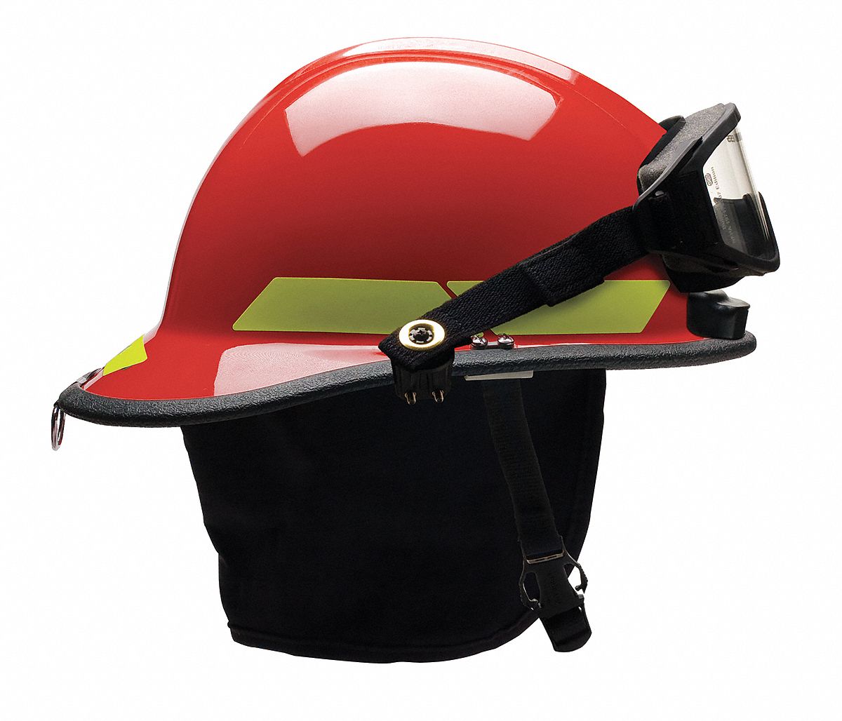 Fire Helmet: Red, Modern Rear Brim, Chin Strap, 6-Point Sure-Lock(R) Ratchet