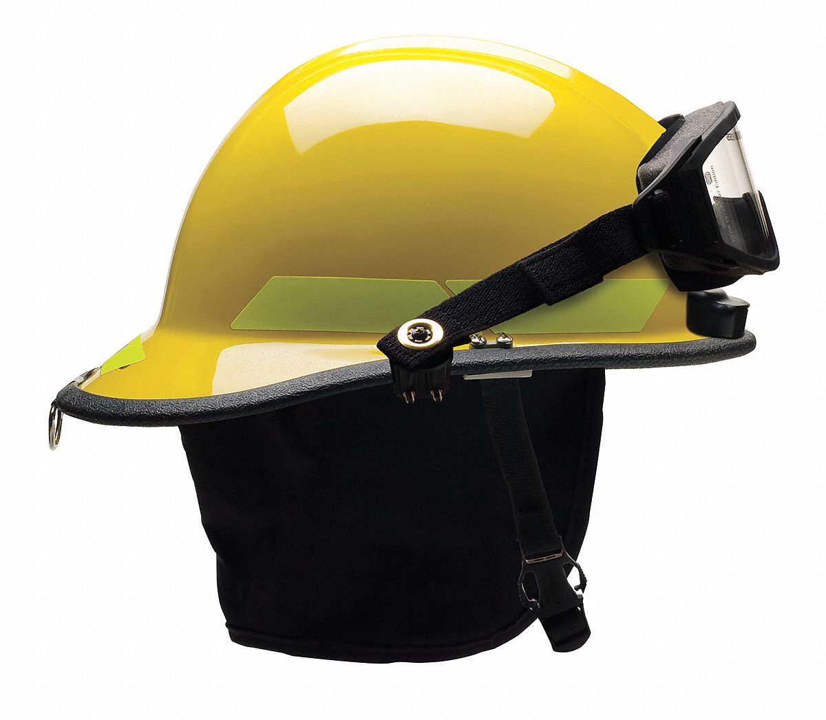 Fire Helmet: Yellow, Modern Rear Brim, Chin Strap, 6-Point Sure-Lock(R) Ratchet