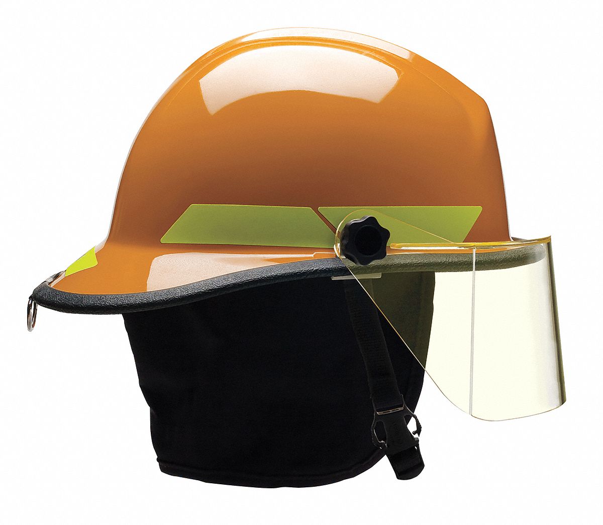 Fire Helmet: Orange, Fiberglass, Modern Rear Brim, Chin Strap, 6-Point Sure-Lock(R) Ratchet