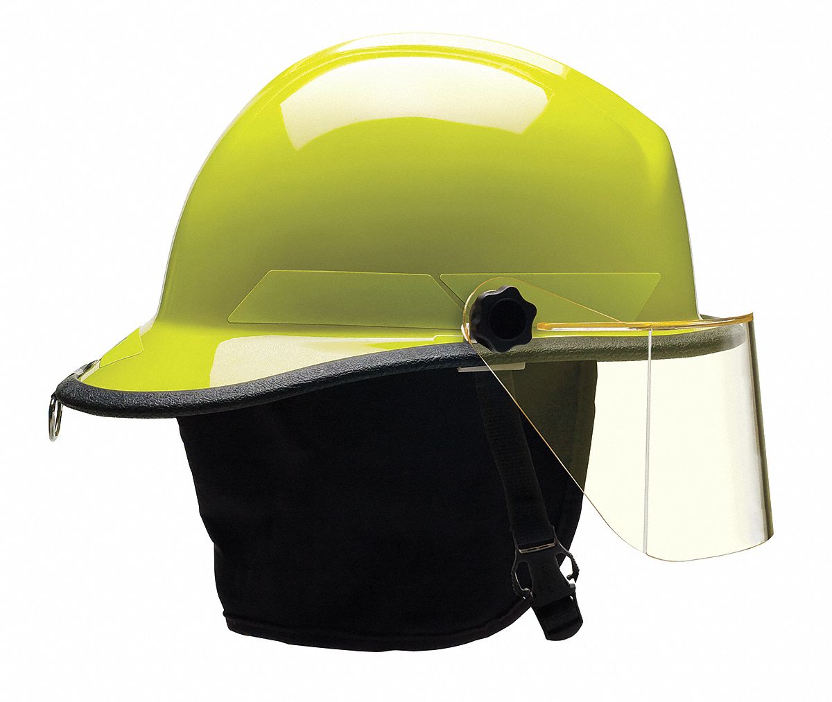 Fire Helmet: Lime, Fiberglass, Modern Rear Brim, Chin Strap, 6-Point Sure-Lock(R) Ratchet