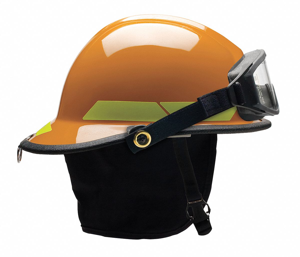 Fire Helmet: Orange, Fiberglass, Modern Rear Brim, Chin Strap, 6-Point Sure-Lock(R) Ratchet