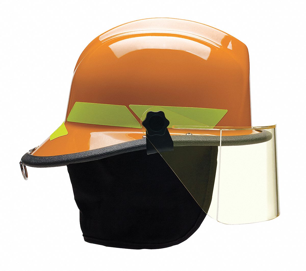 Fire Helmet: Orange, Modern Rear Brim, Chin Strap, 4-Point Sure-Lock(R) Ratchet