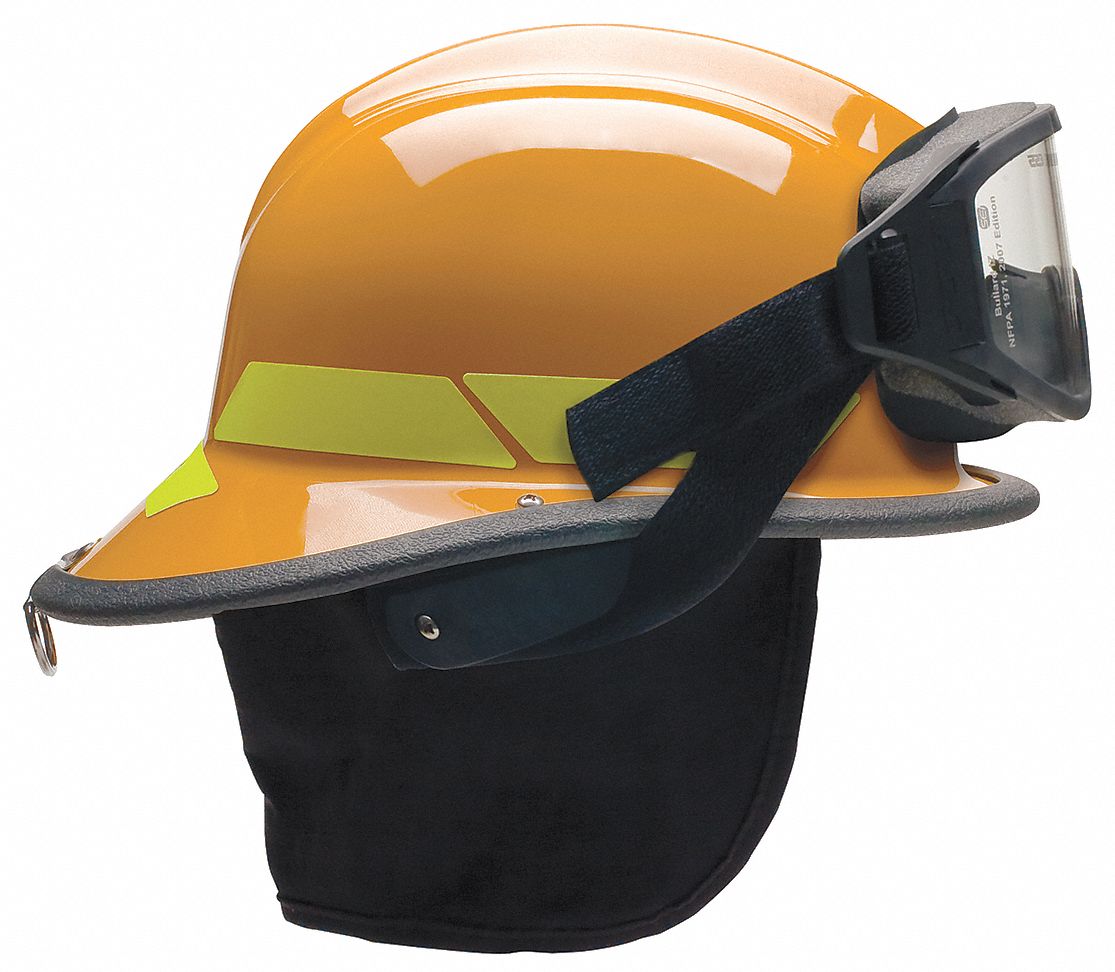 Fire Helmet: Orange, Modern Rear Brim, Chin Strap, 4-Point Sure-Lock(R) Ratchet