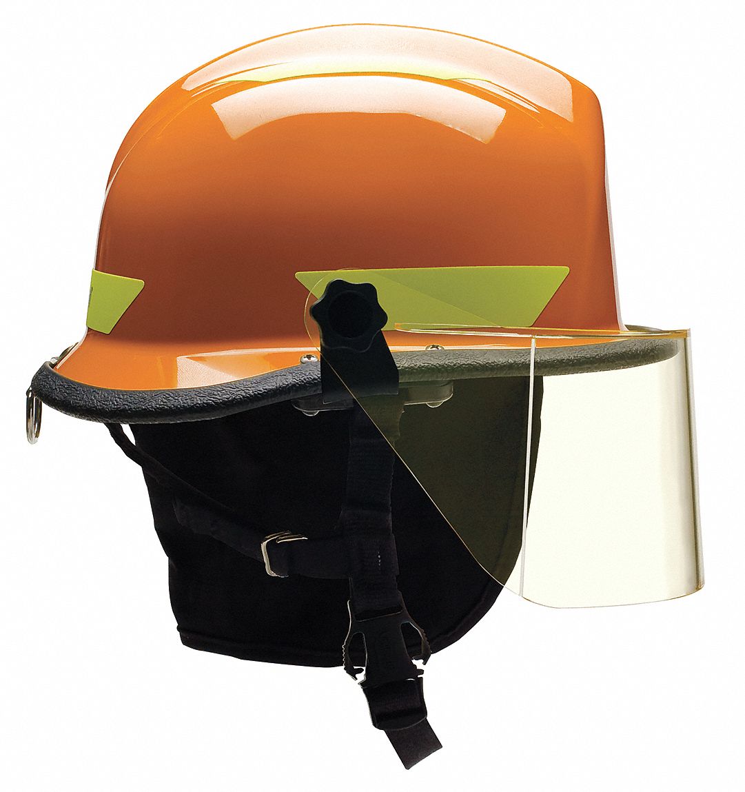 Fire/Rescue Helmet: Orange, Modern Rear Brim, Chin Strap, 4-Point Sure-Lock(R) Ratchet