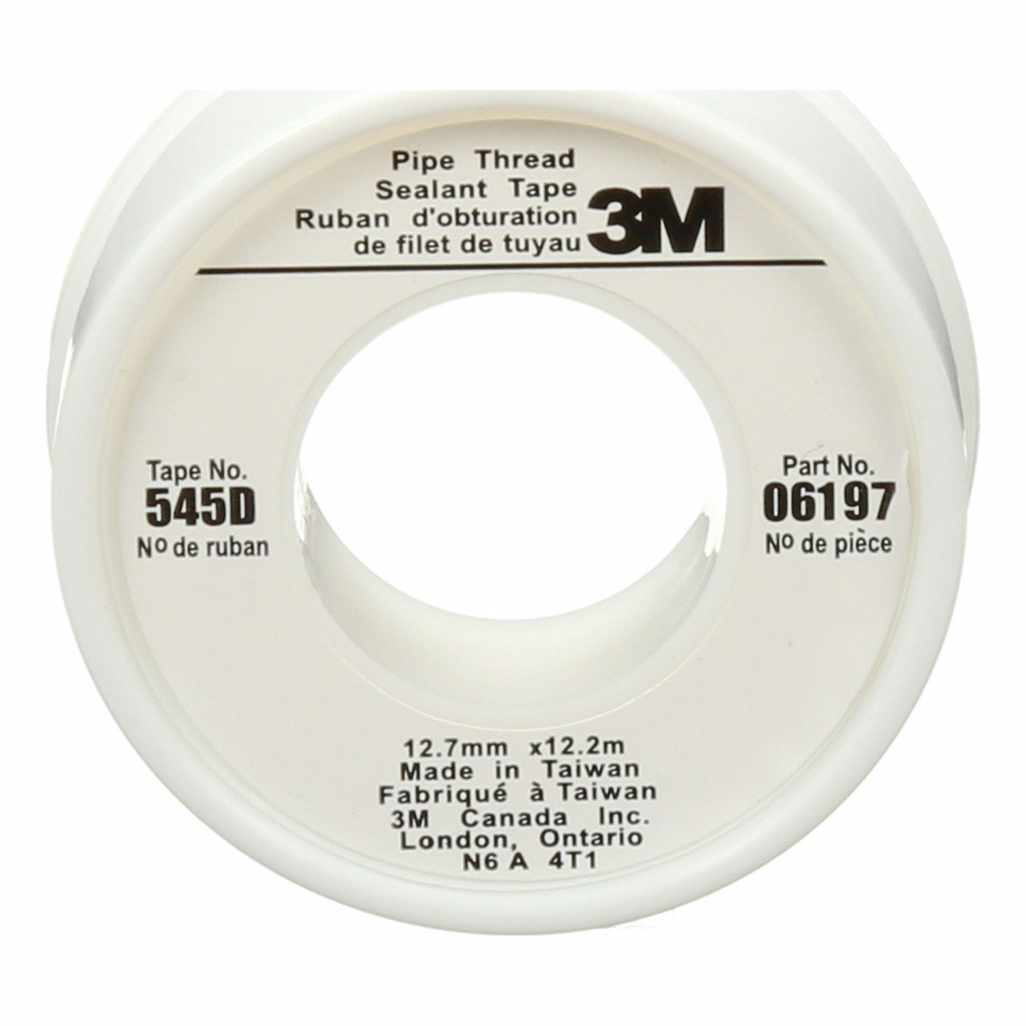 PIPE THREAD SEALANT TAPE, WHITE, PTFE BACKING, 1/2 IN X 40 FT