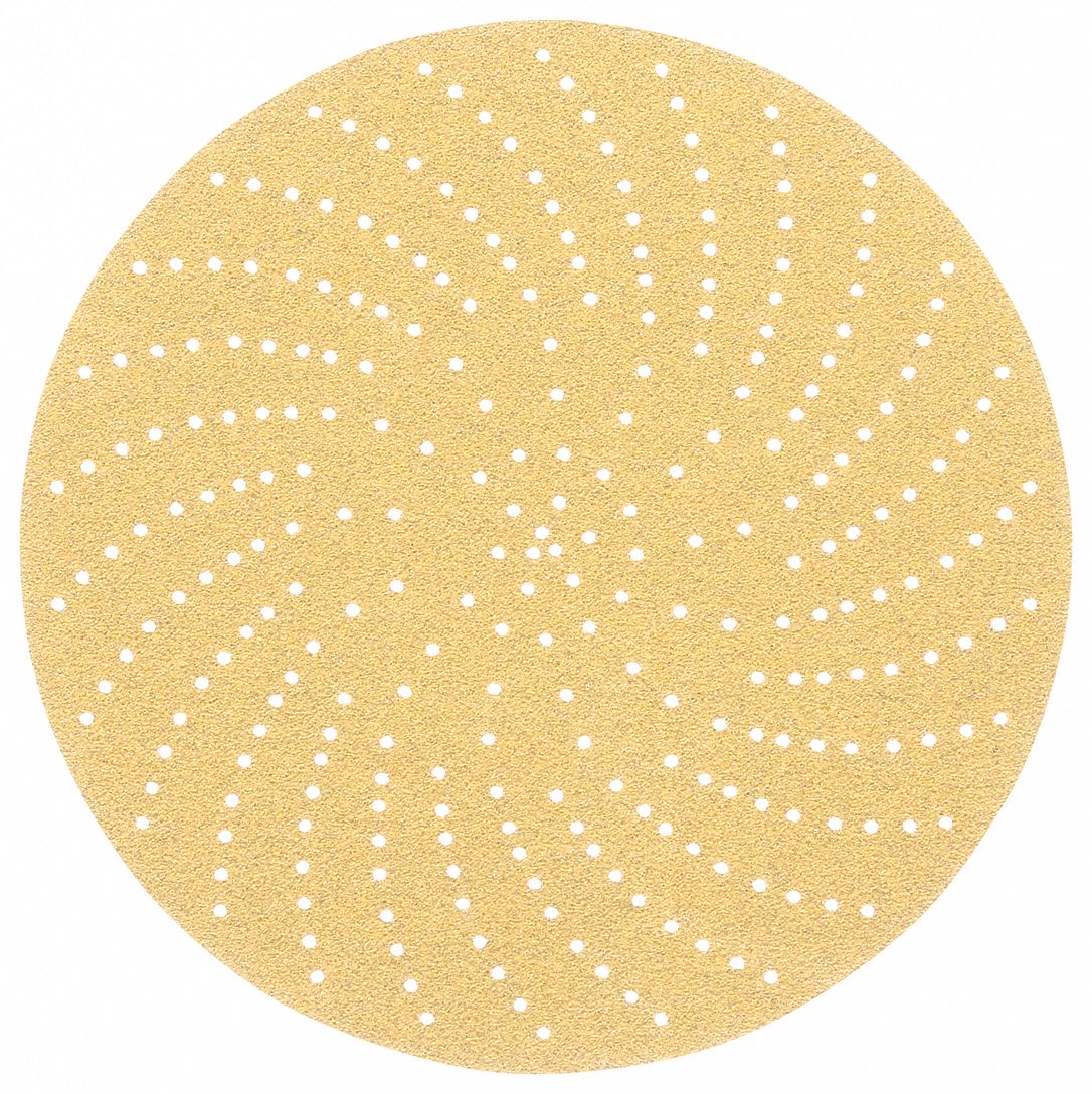 HOOK-AND-LOOP SANDING DISC, 6 IN DIAMETER, MULTI-HOLE, ALUMINUM OXIDE, P80 GRIT, C WEIGHT PAPER, 236U