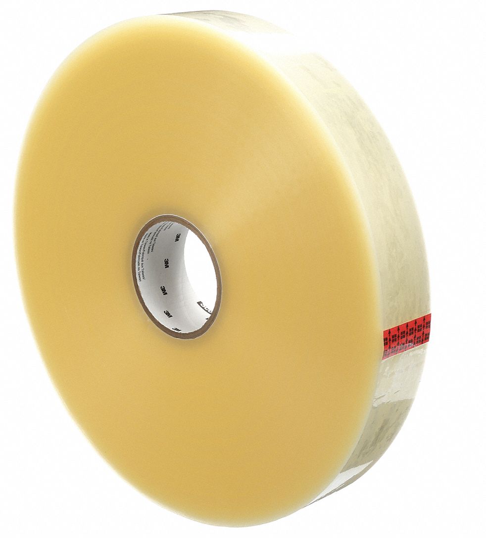 SEALING TAPE, POLYPROPYLENE, 1.8 MIL THICK, 3 IN DIA, 22 LB/IN, RUBBER ADHESIVE, CLEAR, FDA