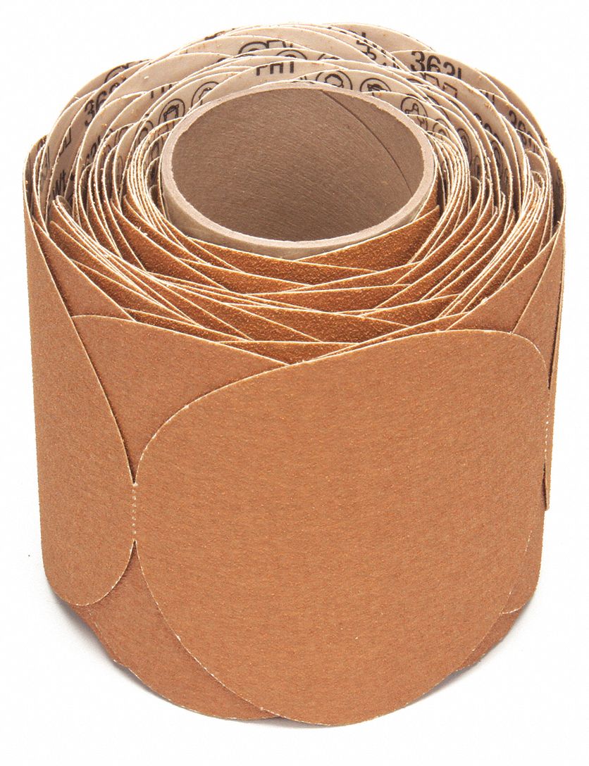 PSA SANDING DISC ROLL, 6 IN DIAMETER, NON-VACUUM, ALUMINUM OXIDE, 60 GRIT, F WEIGHT PAPER, 363I, 4 PK