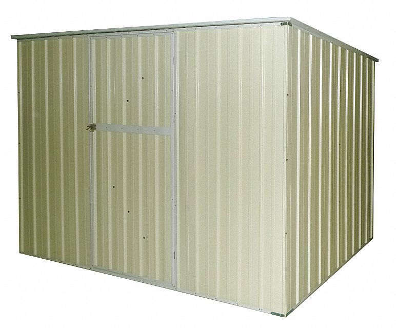 GRAINGER APPROVED Storage Shed,Slope Roof,6ft x 8ft,Beige 