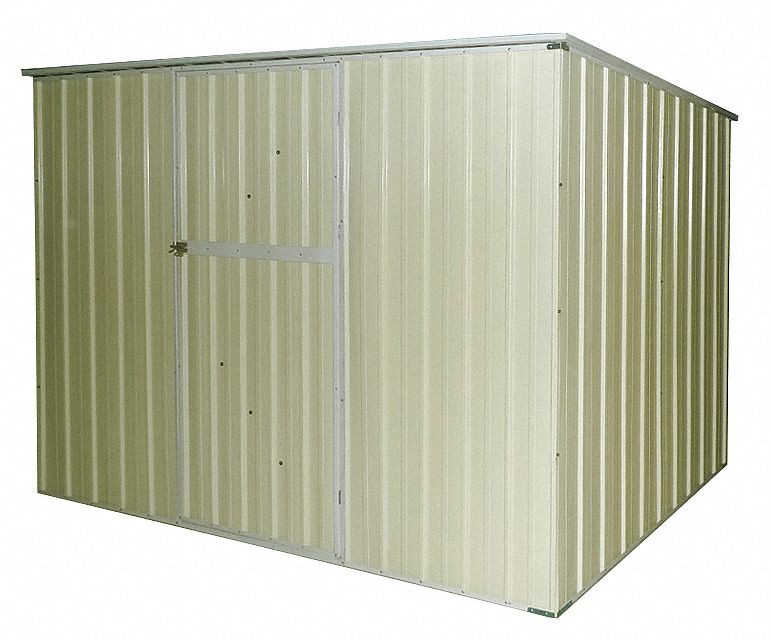 GRAINGER APPROVED Storage Shed,Slope Roof,6ft x 8ft,Beige 