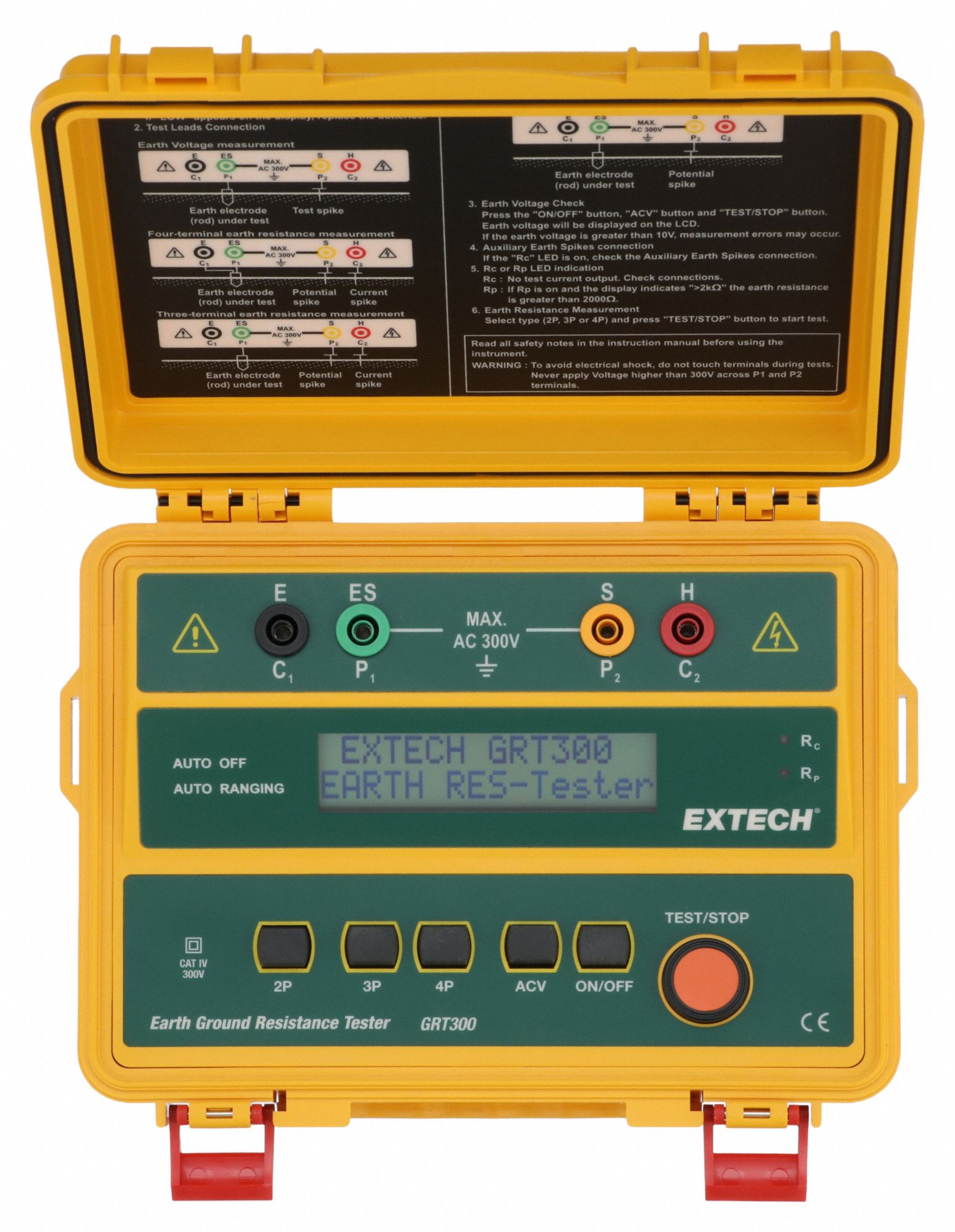 Earth Ground Tester: 0.01 ohm to 2, 000 ohm, CAT IV 300V, Digital, 2 mA, No Output
